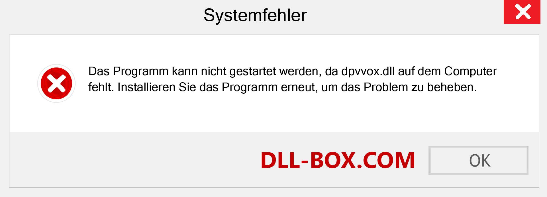 dpvvox.dll-Datei fehlt?. Download für Windows 7, 8, 10 - Fix dpvvox dll Missing Error unter Windows, Fotos, Bildern